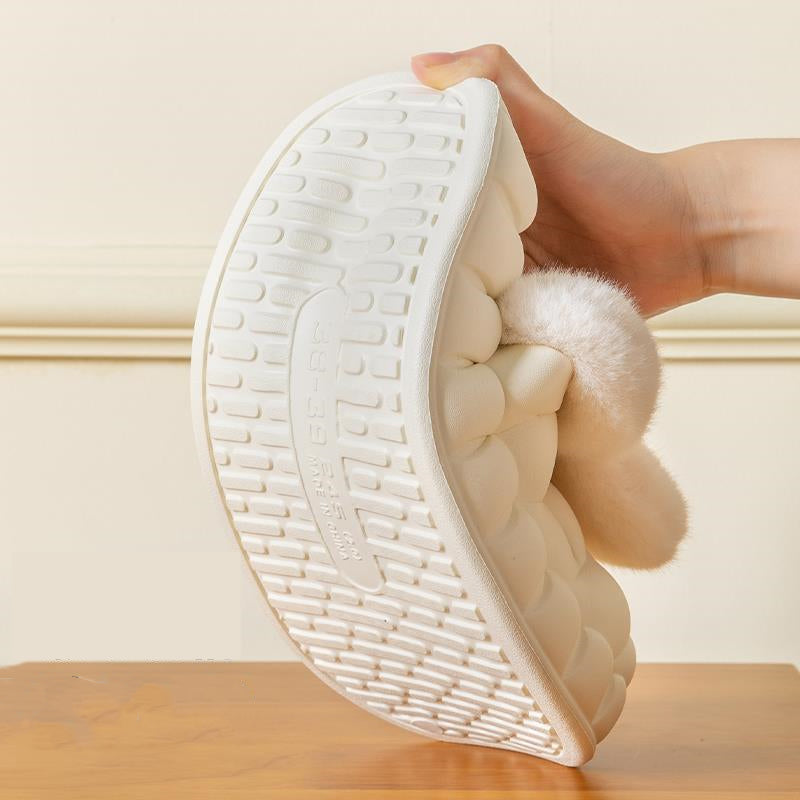 Unisex Cute Rabbit Fuzzy Slippers | Detachable Washable Plush House Shoes