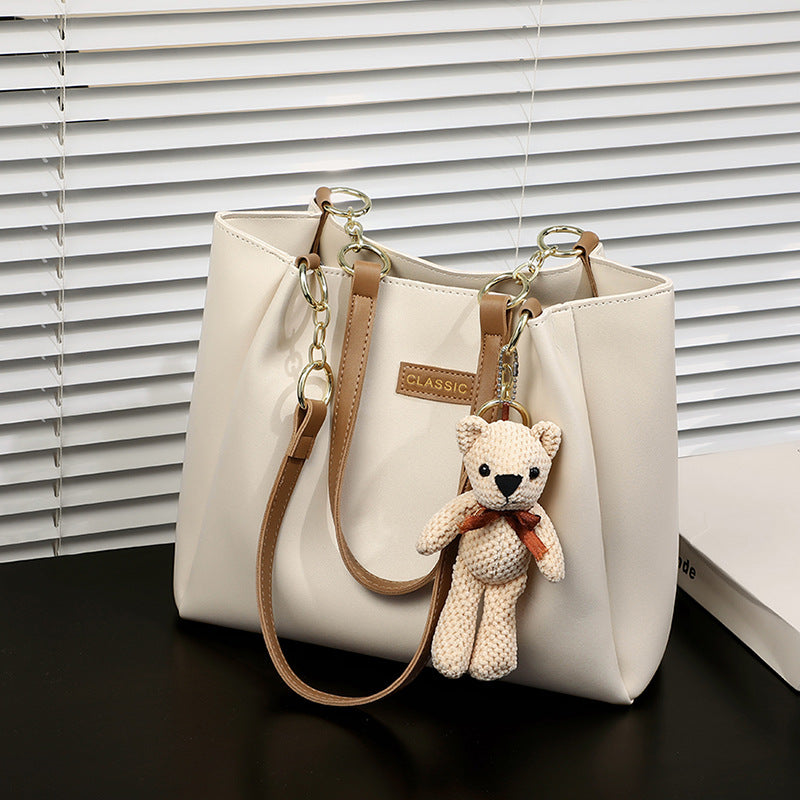 Women's Large Capacity Genuine Leather Tote Bag – Structured Shoulder Bag