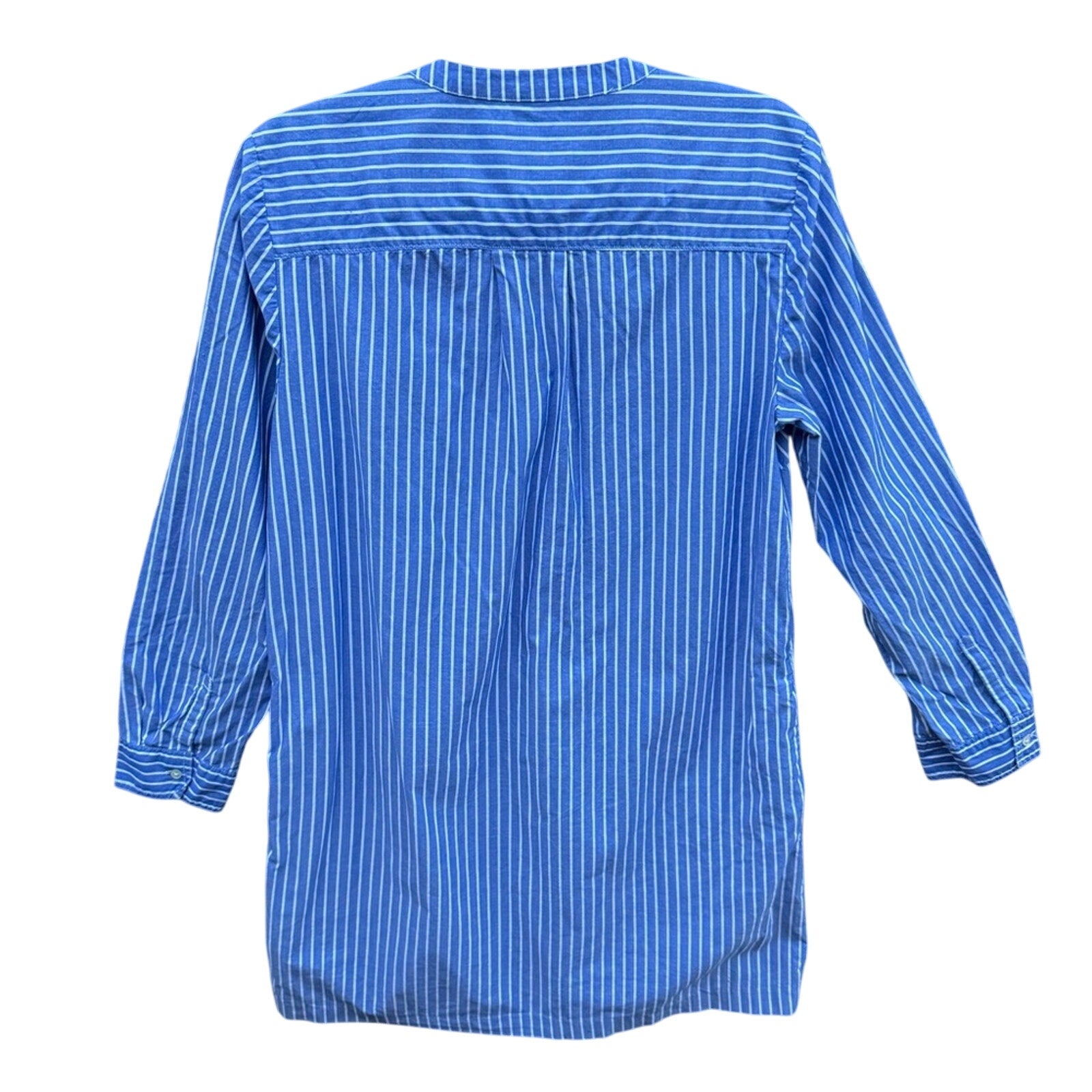 Gap Womens Medium 100% Cotton Striped Half Button V Neck Long Sleeve Shirt Dress