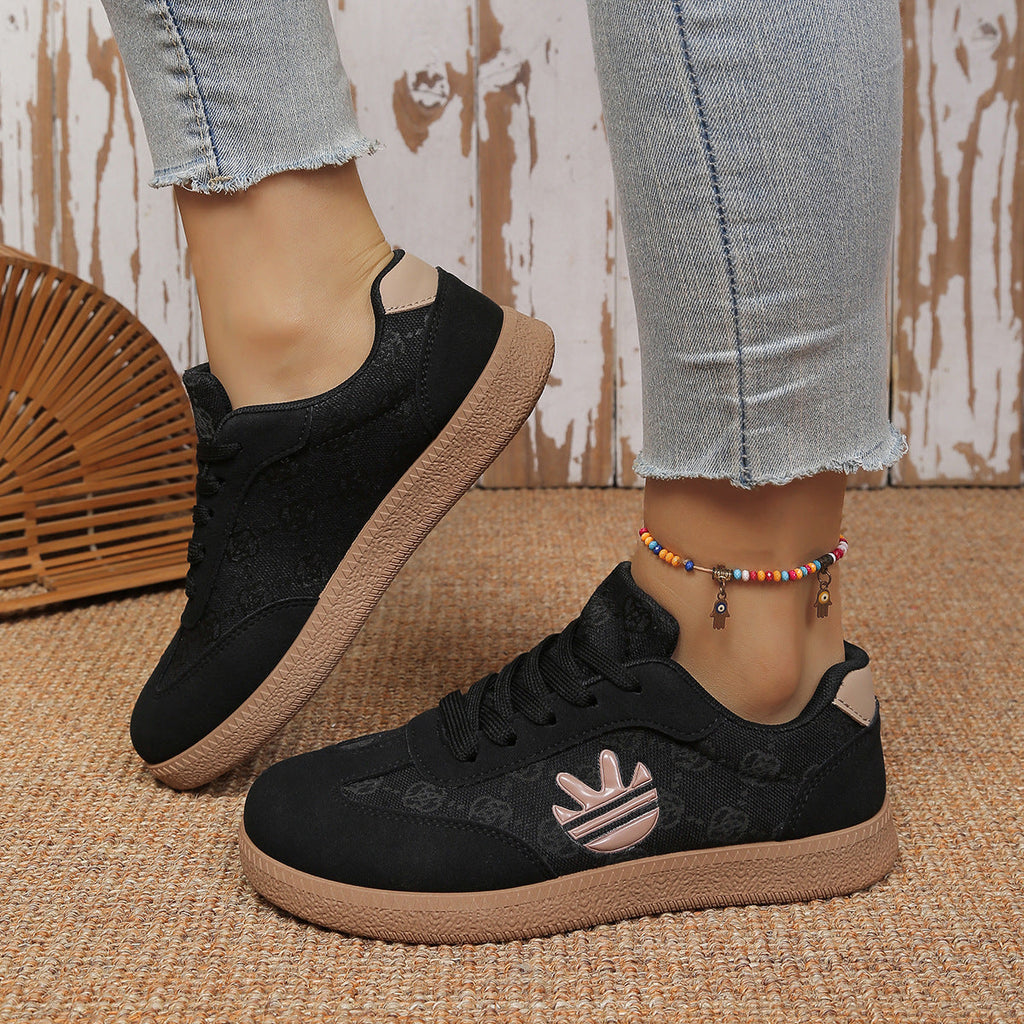 Women's Retro Chunky Sole Sneakers – Color-Block Lace-Up Platform Shoes