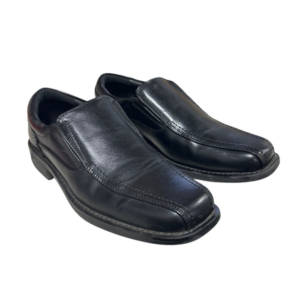 Bruno Marc Boys Size 5 Black Faux Leather Slip-On No Tie Loafer Dress Shoes
