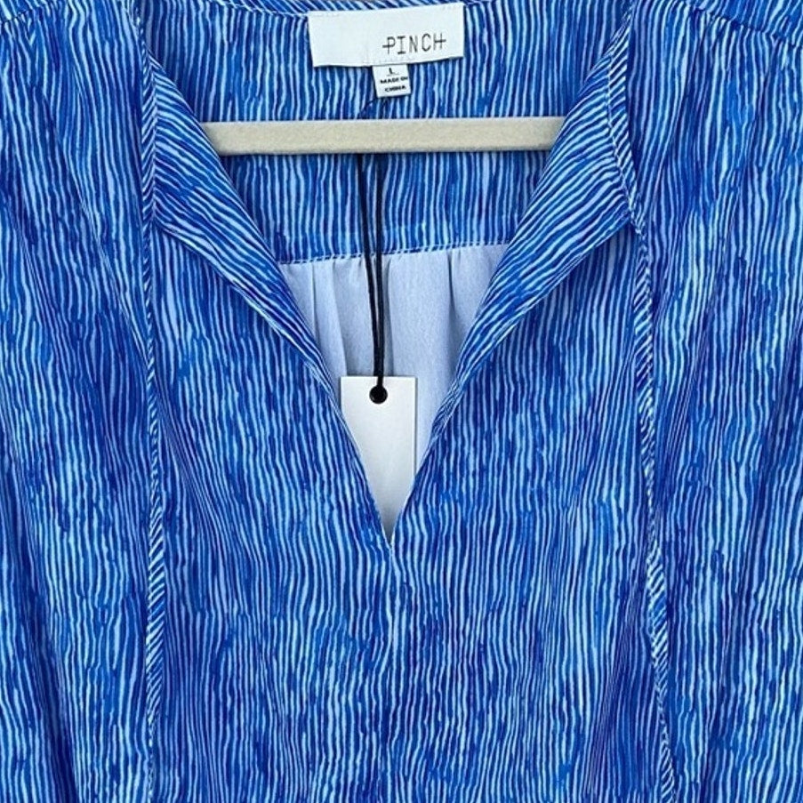 NWT New Pinch Womens Large Tiered Striped Sleeveless Front Tie Lined Dress