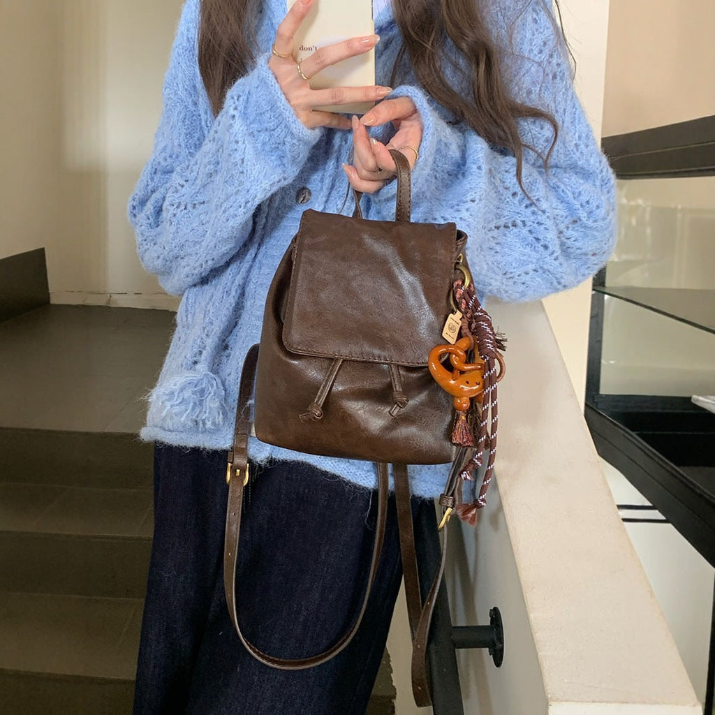 Vintage PU Leather Textured Shoulder Bag – Soft Crossbody Handbag for Women