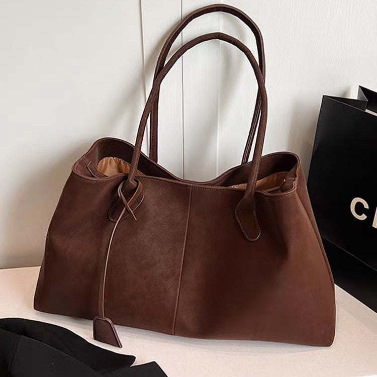 Retro Matte Large-Capacity Tote Bag for Women – Soft Polyester Shoulder Bag
