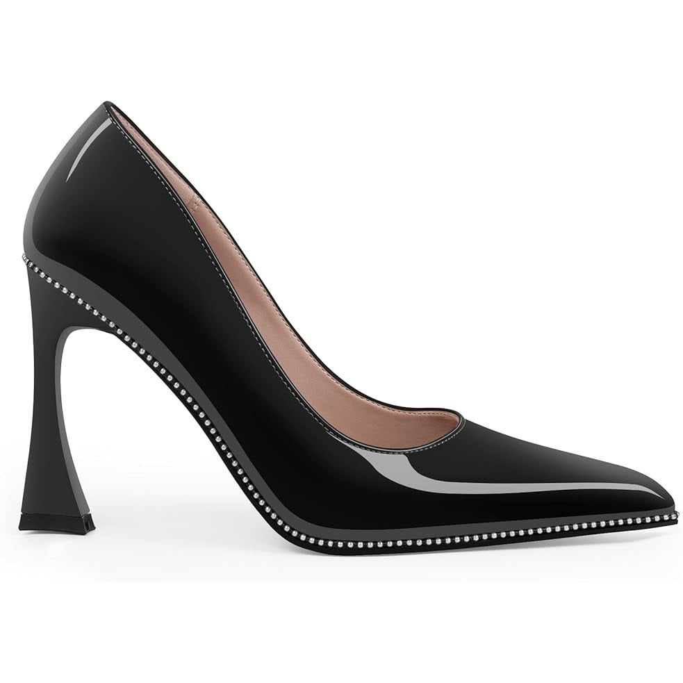 Odetina Womens Size 8.5 Black 4" Heels Closed Pointed Toe Slip On Pumps Shoes