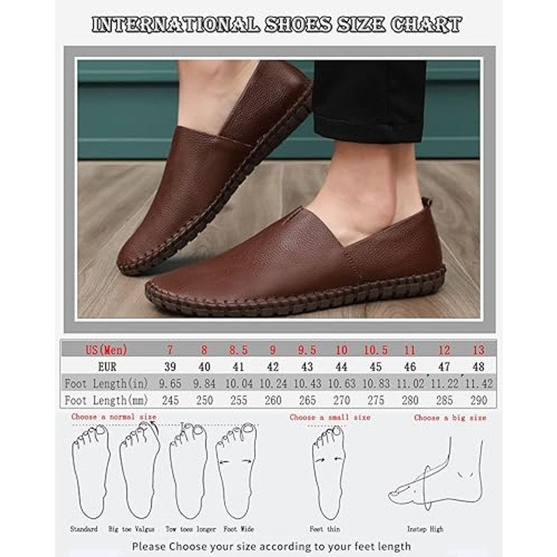 Mitvr Mens Size 9 Brown Genuine Leather Slip On Super Soft Moccasin Loafer Shoes