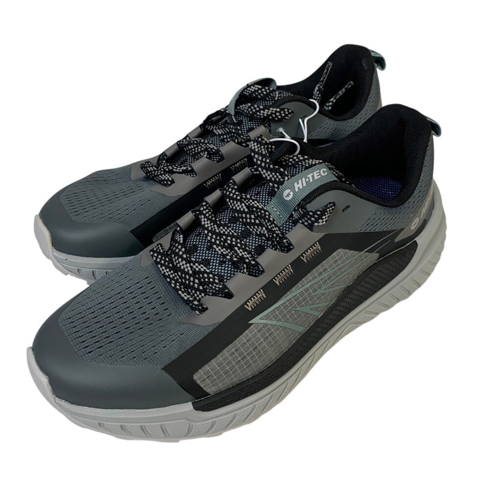 Hi-Tec Mens Size 8 Gray Black Mesh Lace Up Athletic Running Tennis Shoes