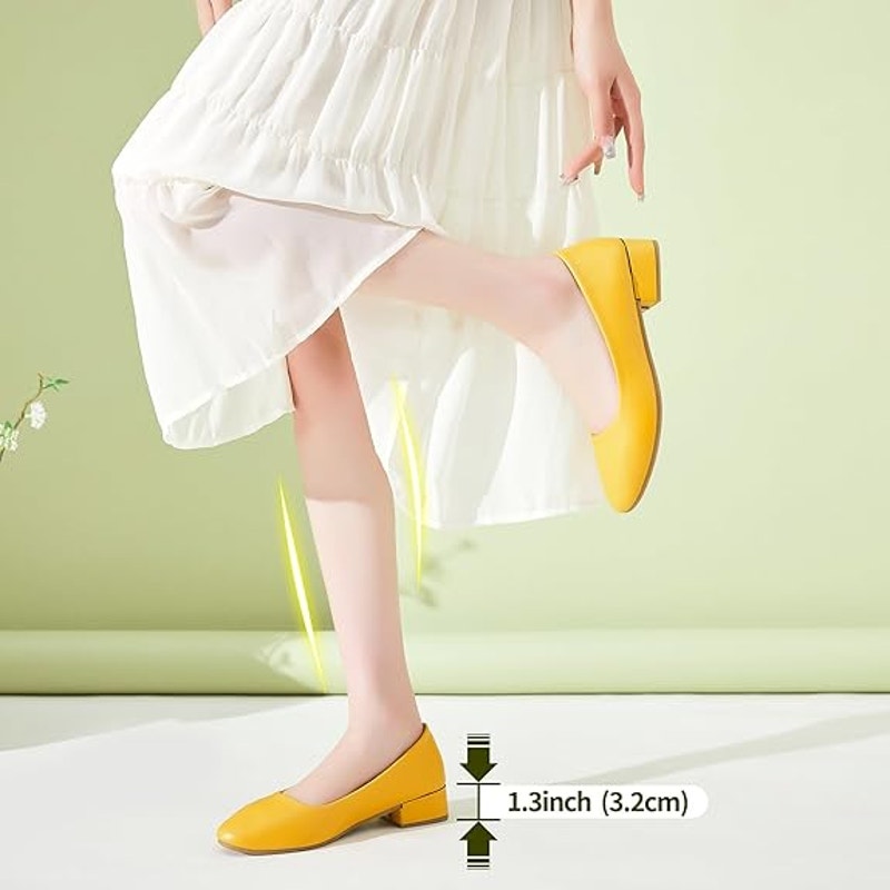 Hash Bubbie Womens Size 5 Yellow 1.5" Block Heel Closed Toe Slip On Shoes