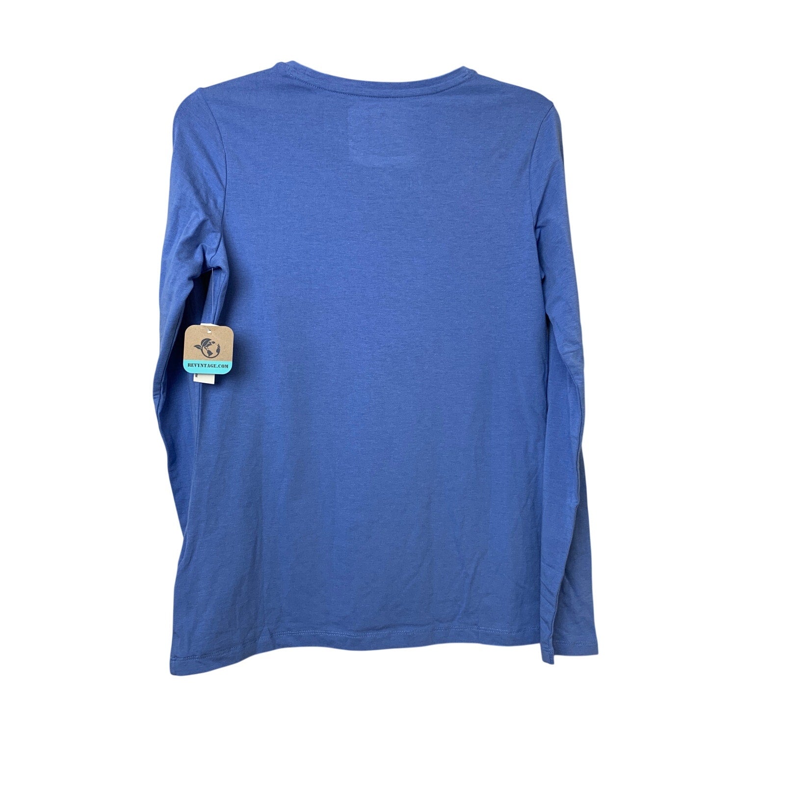 New Hand Printed Womens Small Jesus Loves You Blue Long Sleeve Crew Tee Shirt