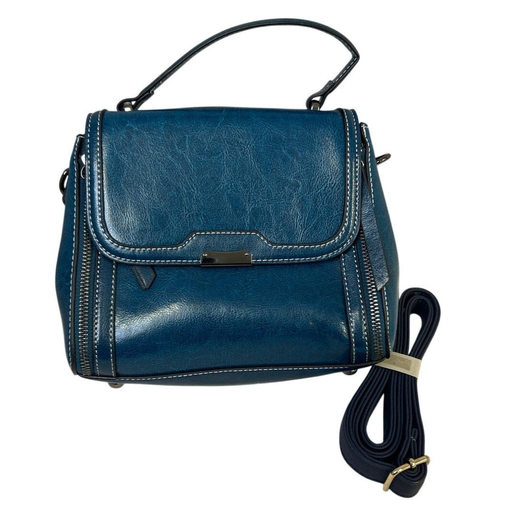 Imeetu Womens Blue Faux Leather Metal Latch Removeable Strap Crossbody Handbag