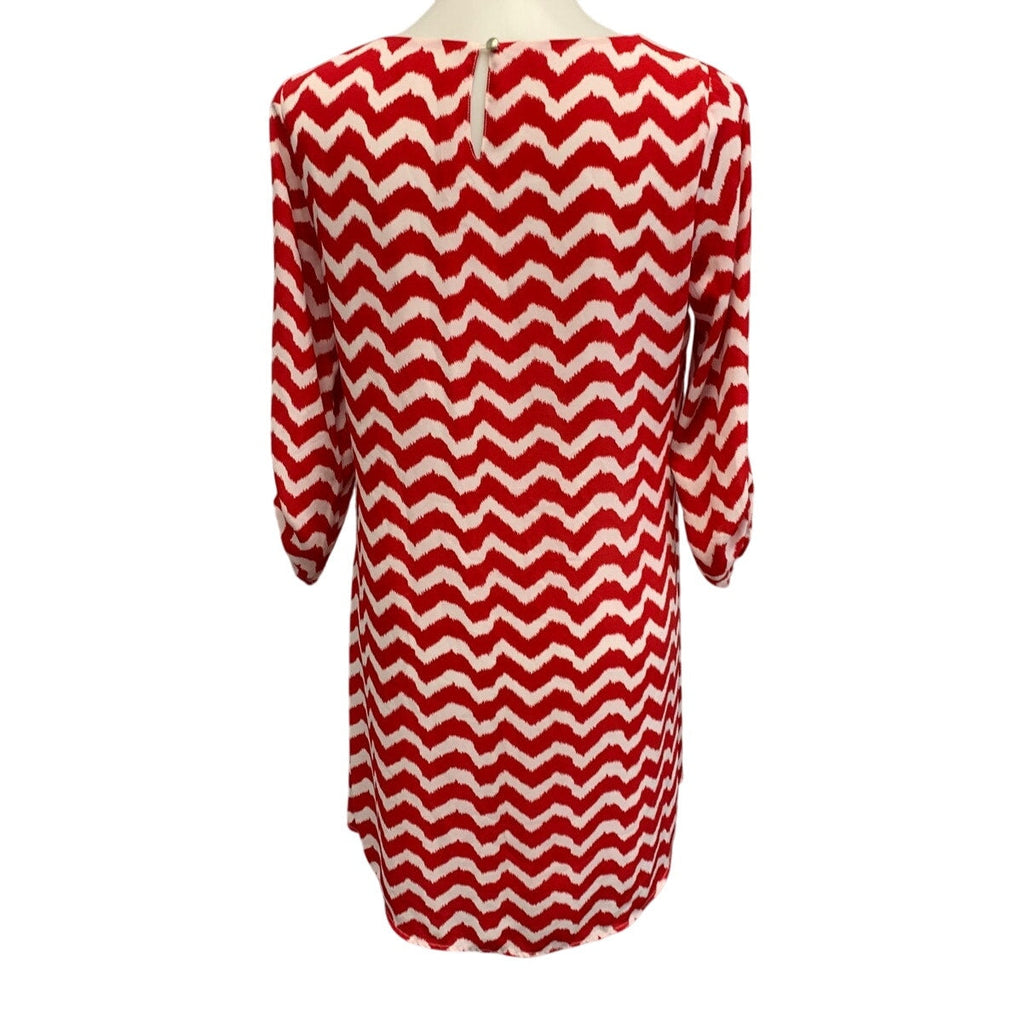 Charming Charlie Womens Small Chevron Stripe Long Sleeve Lined Shift Dress