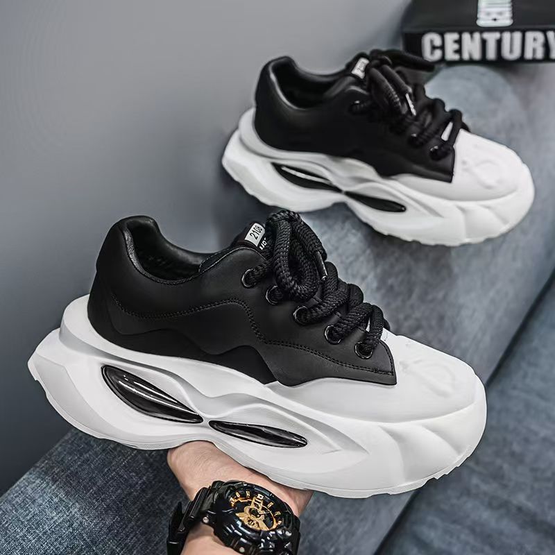 Men's Platform Casual Sneakers - Breathable Mesh Lace-Up Tennis Shoes