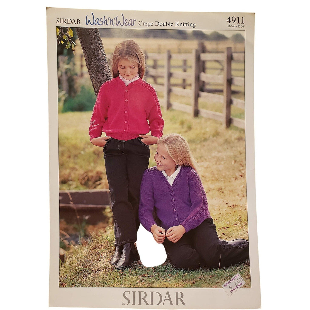 New Sirdar 4911 Wash N Wear Crepe Child Cardigan Sweater Knitting Pattern