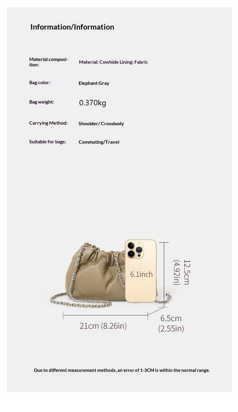 Genuine Leather Bucket Shoulder & Crossbody Bag – Elephant Gray | Sarah Express
