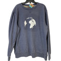 Upcycled Hand Printed Womens Large Save The Earth World Long Sleeve Sweatshirt