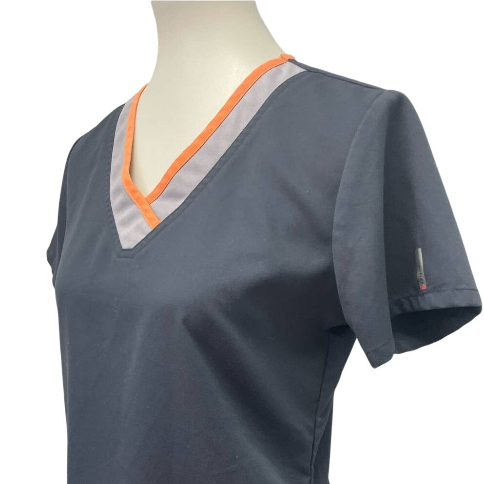 Grey's Anatomy Womens Small Barco Active Short Sleeve V-Neck PolyRayon Scrub Top
