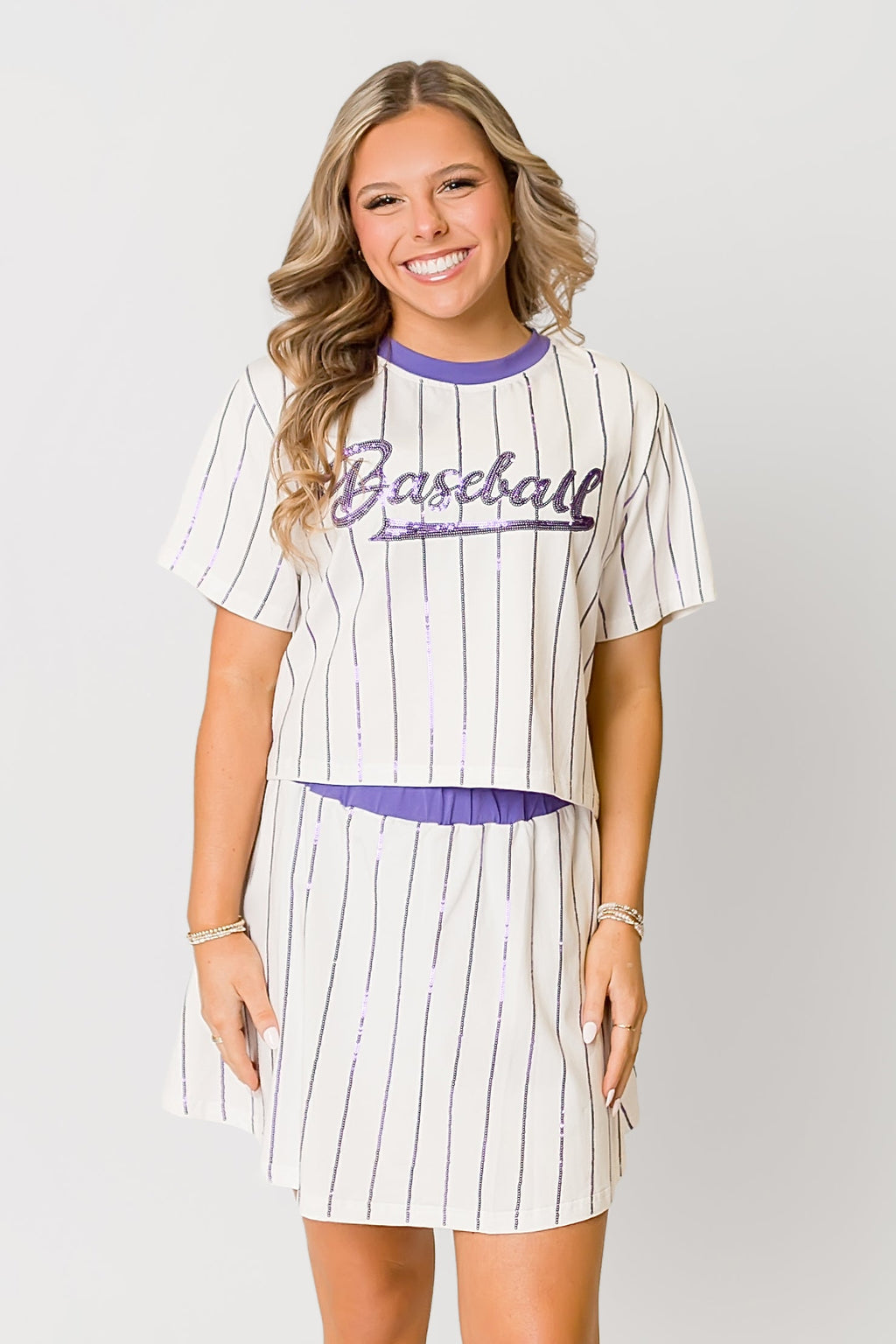 Baseball Purple Striped Skort