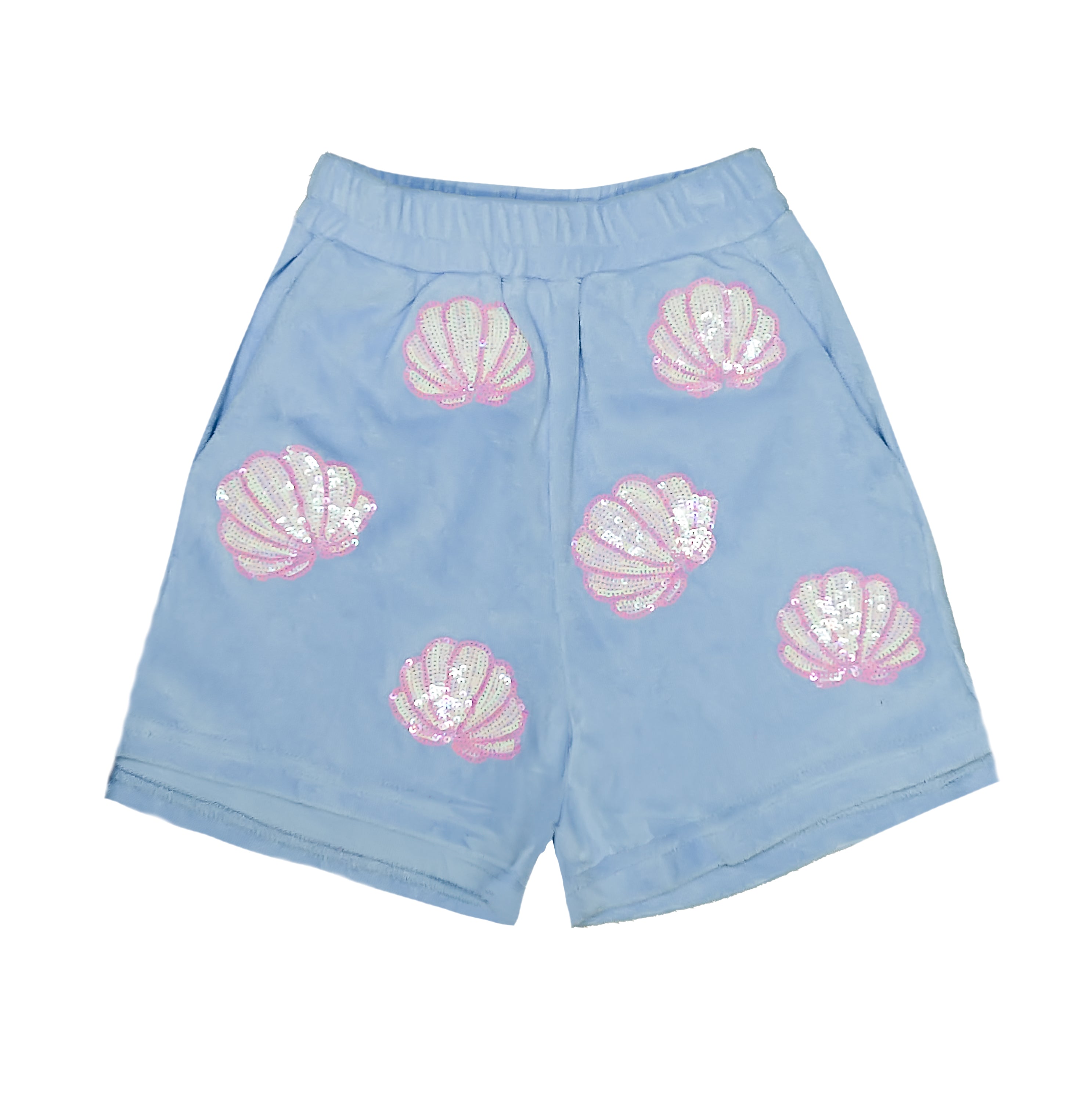 Light Blue Terry Cloth Seashell Shorts