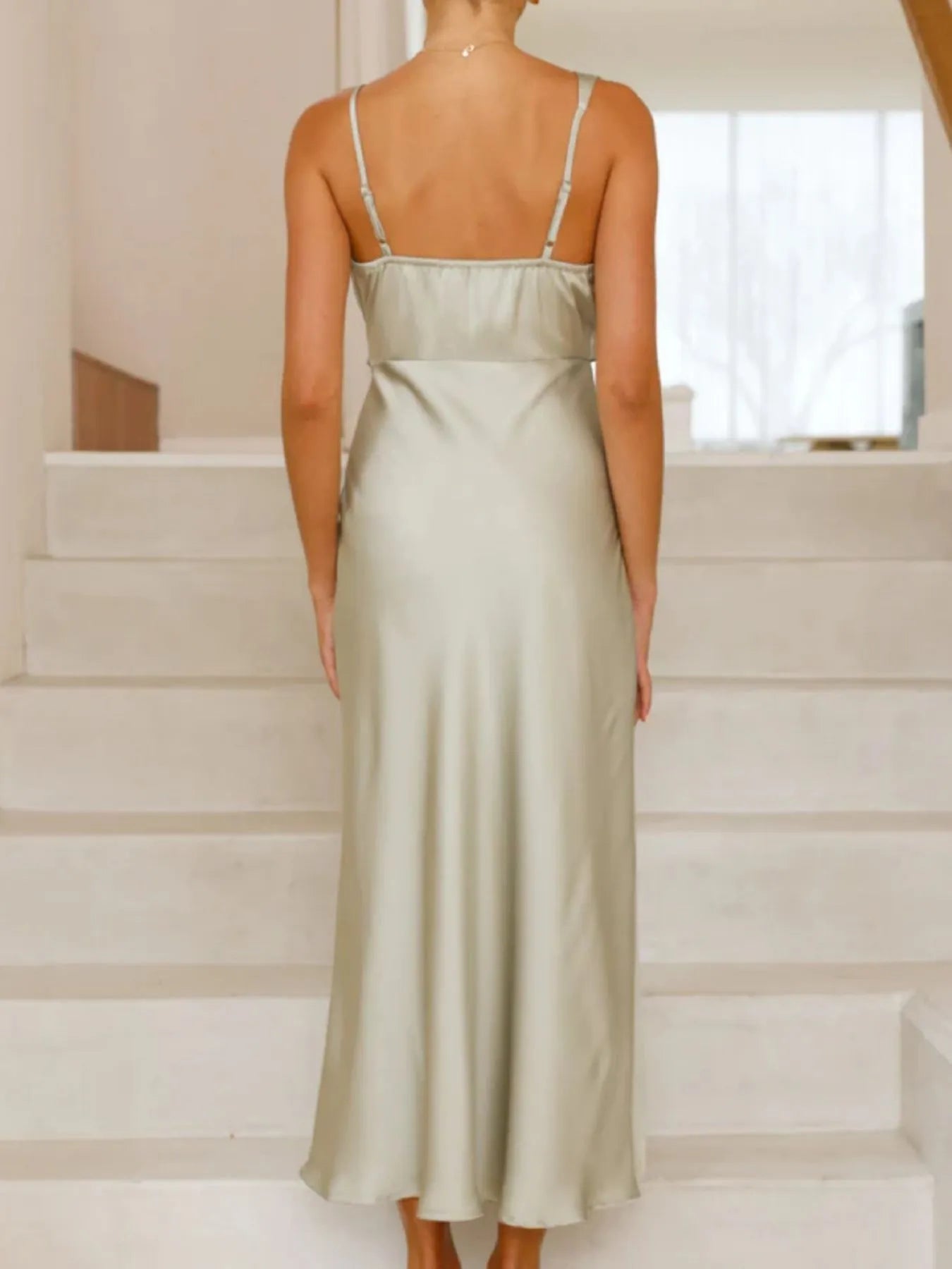 Satin Asymmetrical Midi Dress