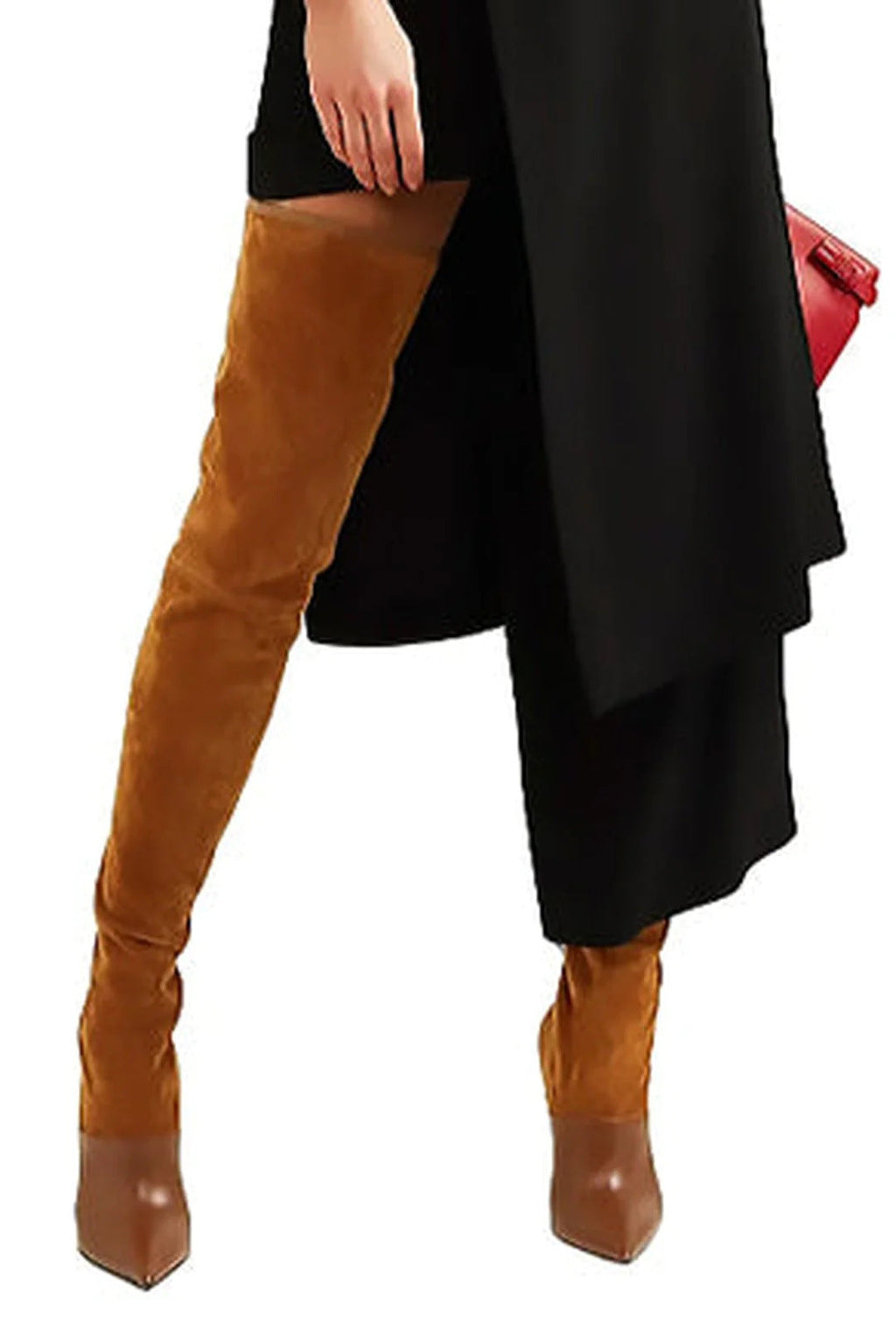 Women's Over-the-Knee Suede Boots - Stiletto Heel Pointed Toe Stretch Boots