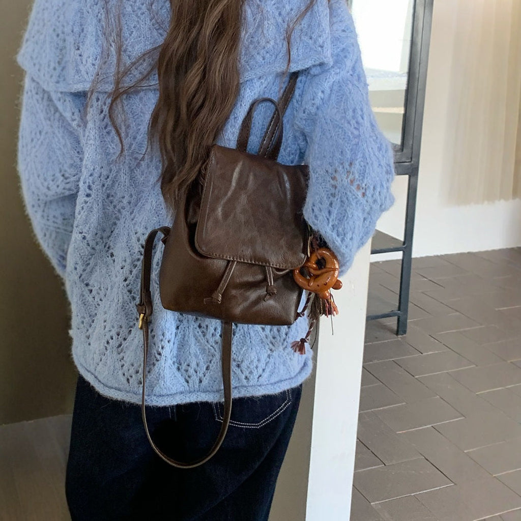 Vintage PU Leather Textured Shoulder Bag – Soft Crossbody Handbag for Women