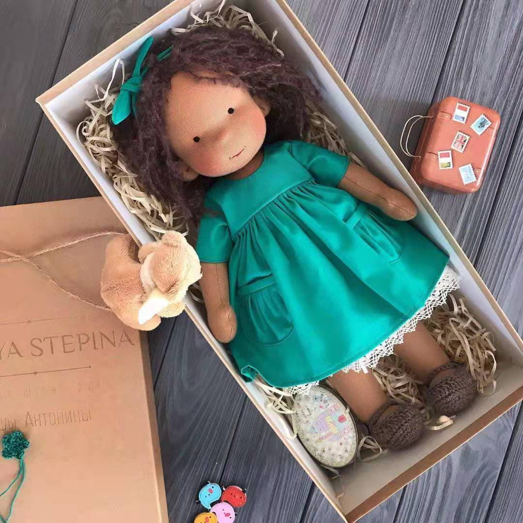 Handmade Plush Doll Golden Curly Girl Finished Product