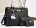 Minimalist Macaron Three-Piece Handbag Set - PU Leather Crossbody Shoulder Bag with Stone Texture