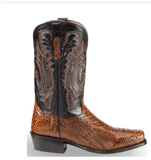 Men's Embroidered Patchwork Quilted Boots | Slip-On Pointed-Toe Low Heel Winter Boots