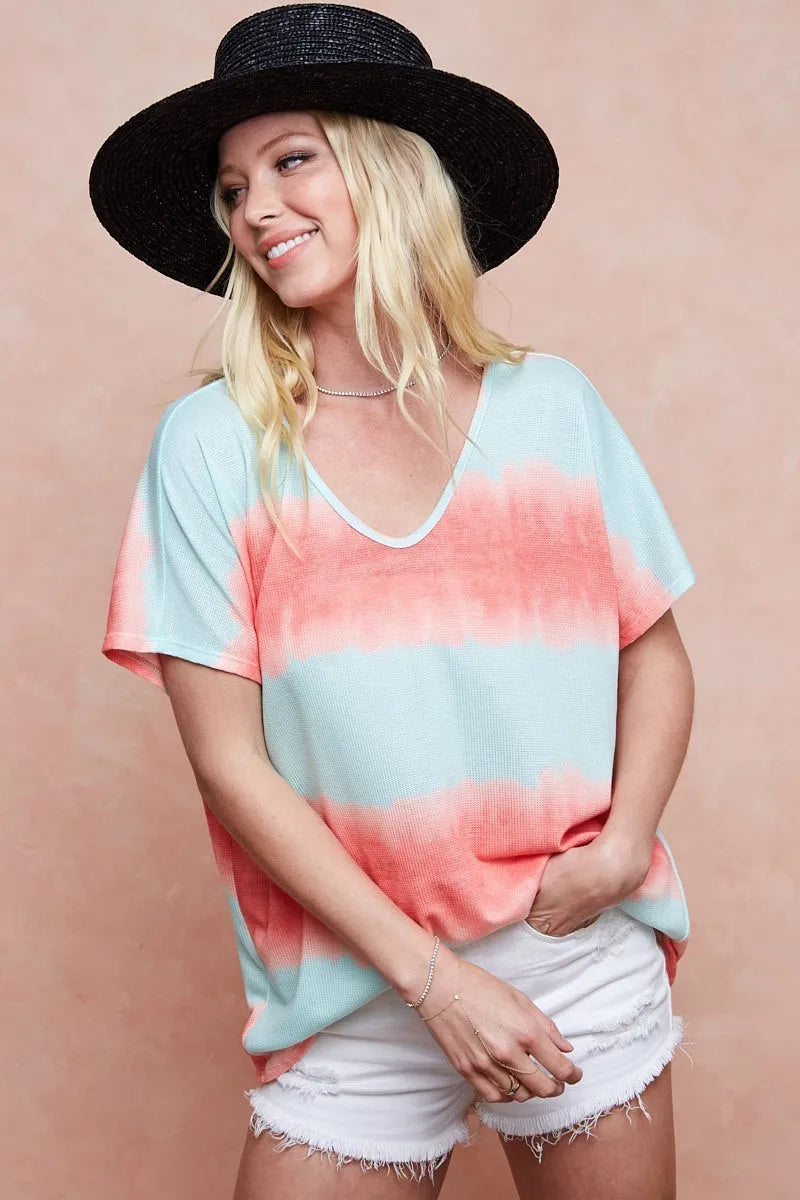 BiBi Tiedye Printed Hacci Knit Top