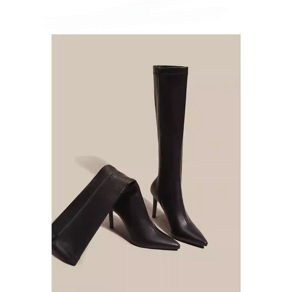 Women's Solid Color Stiletto Over-the-Knee Boots – Pointed Toe Side Zip