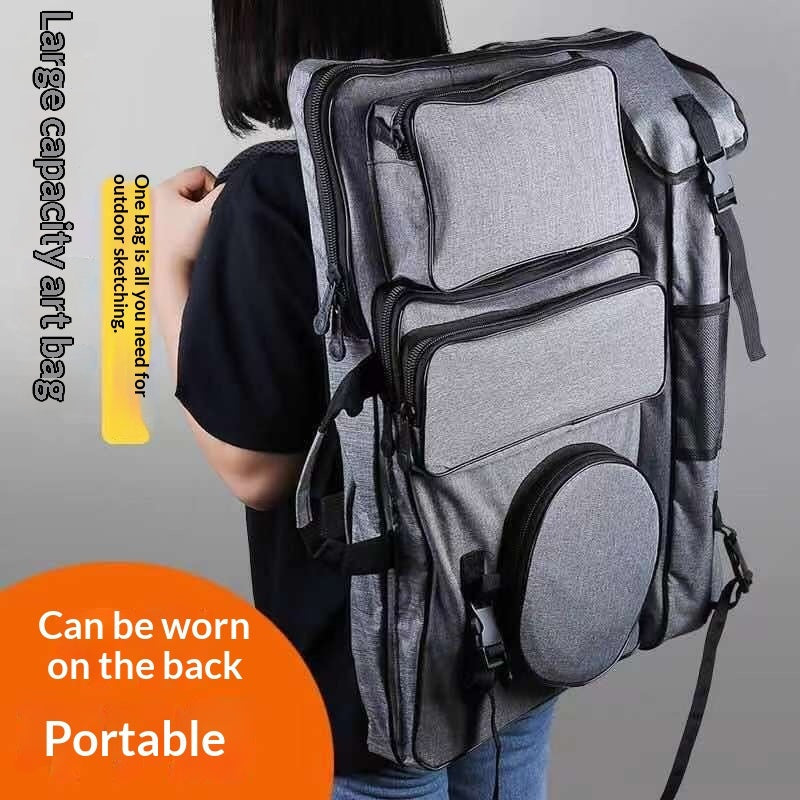 Large Canvas Art Drawing Backpack – Oxford Cloth Artist Bag | Extra Thick, 4K Black
