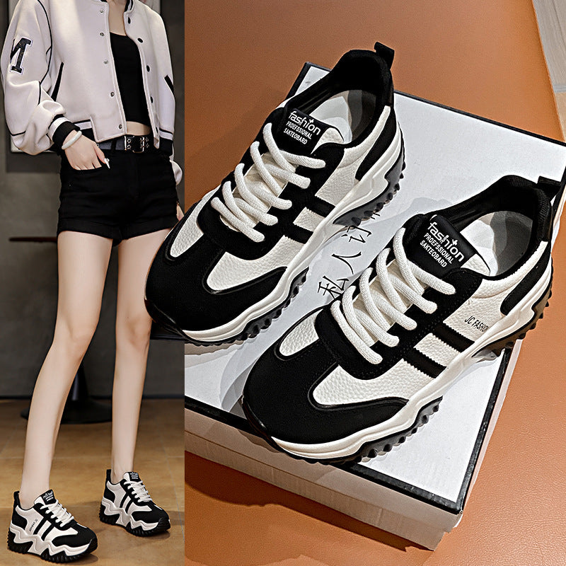 Women's Thick Sole Running Sneakers - Casual Platform Sneakers with Height Enhancement