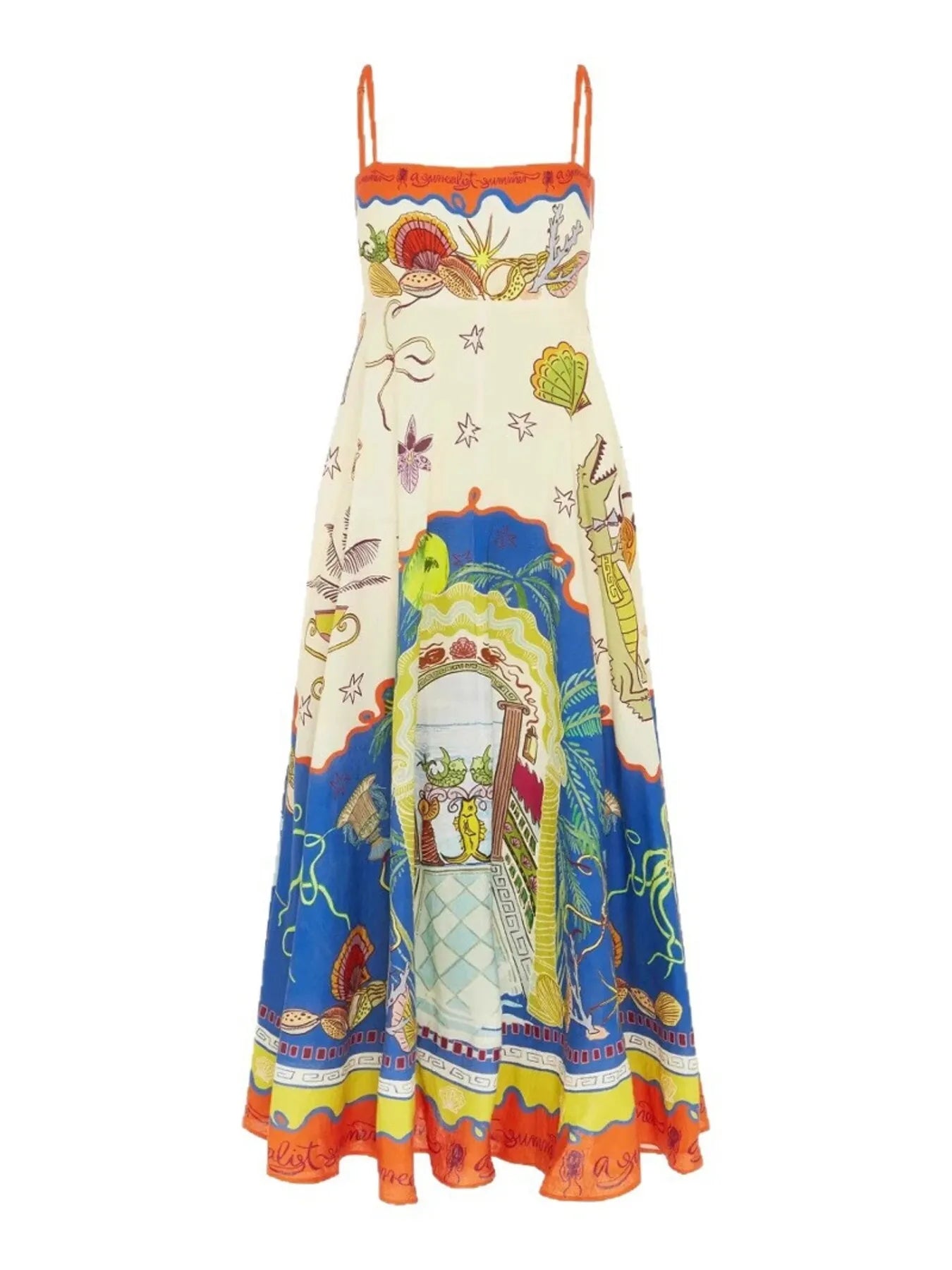 Printed Square Neck Maxi Cami Dress