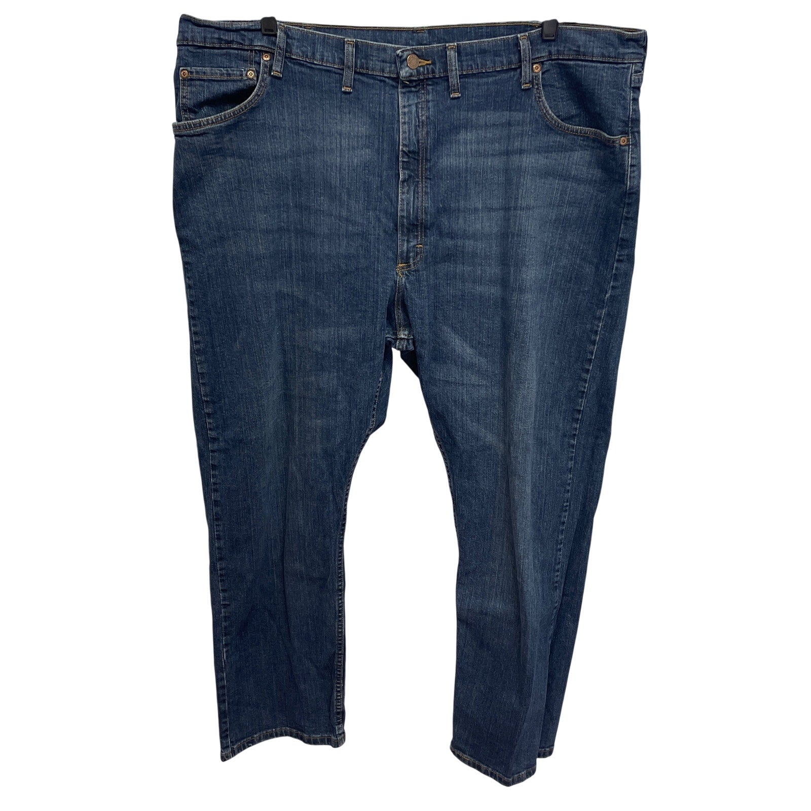 Wrangler Mens 46 X 30 Cotton Blend Relaxed Fit Med Wash Denim Blue Jeans