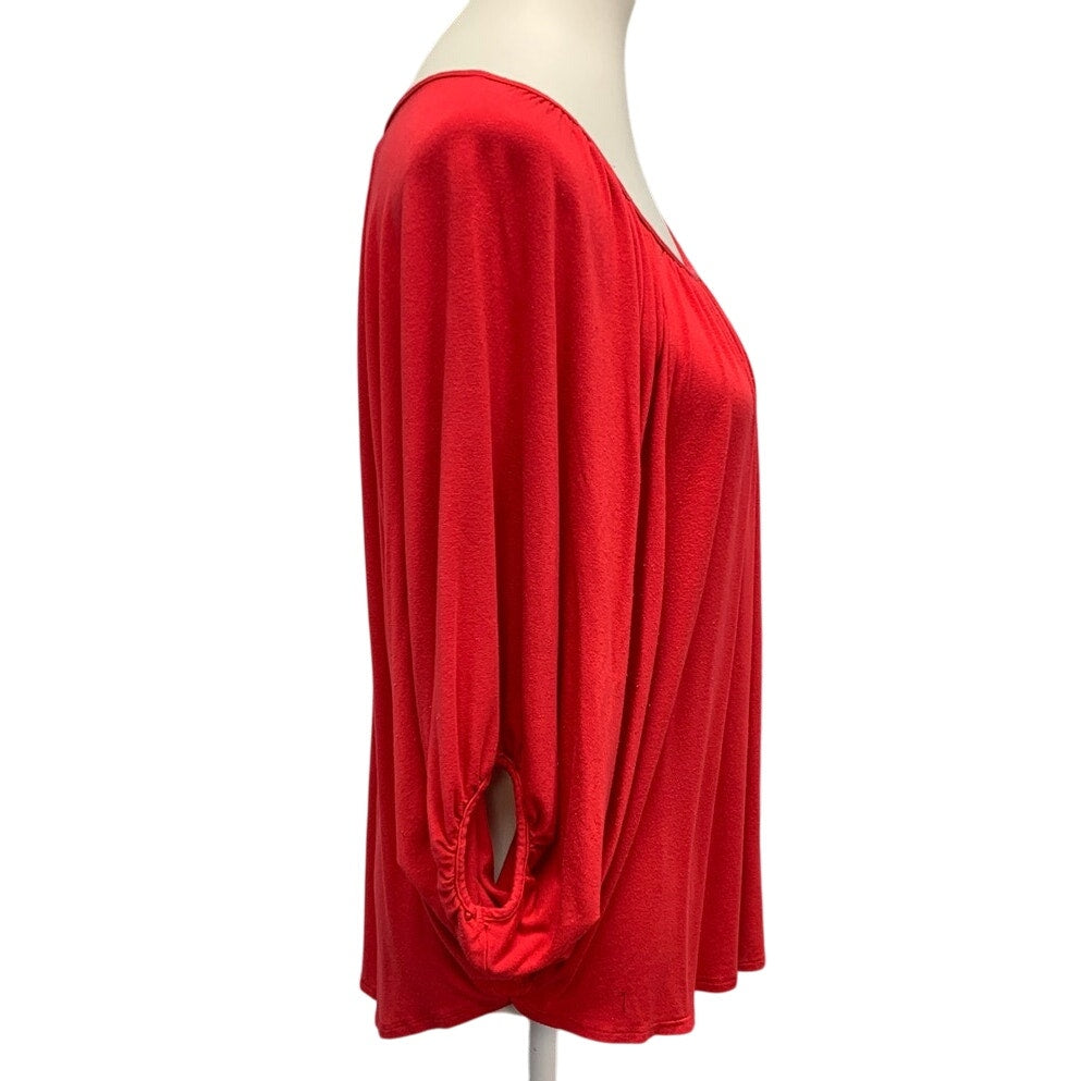 James & Joy Womens Medium Elastic Wrist Long Sleeve Flowy Scoop Neck Top Blouse