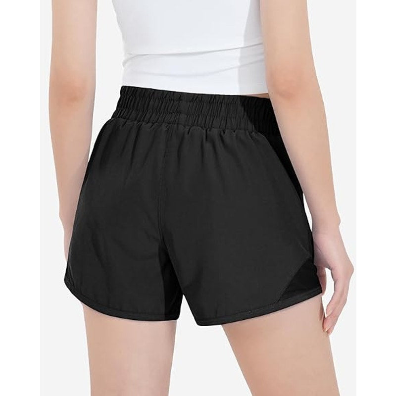 Hasmes Girls Large (12Y) Black Drawstring Waist Zipper Pocket Athletic Shorts