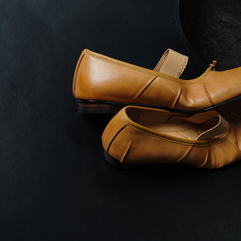 Full Grain Leather Tabi Mary Jane Flats