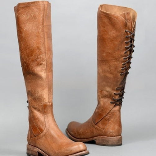 Women's Over-the-Knee Boots | Zip-up Chunky Heel | Synthetic PU | Black & Brown