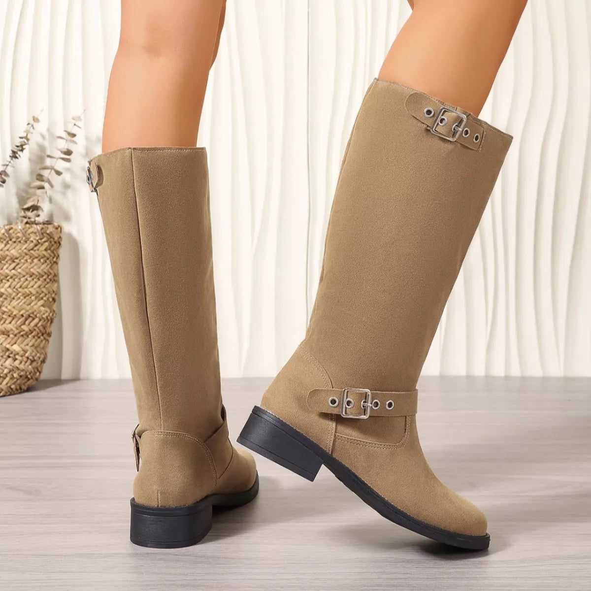 Women's Round Toe Block Heel Ankle Boots | Mid Heel Suede Zipper Boots