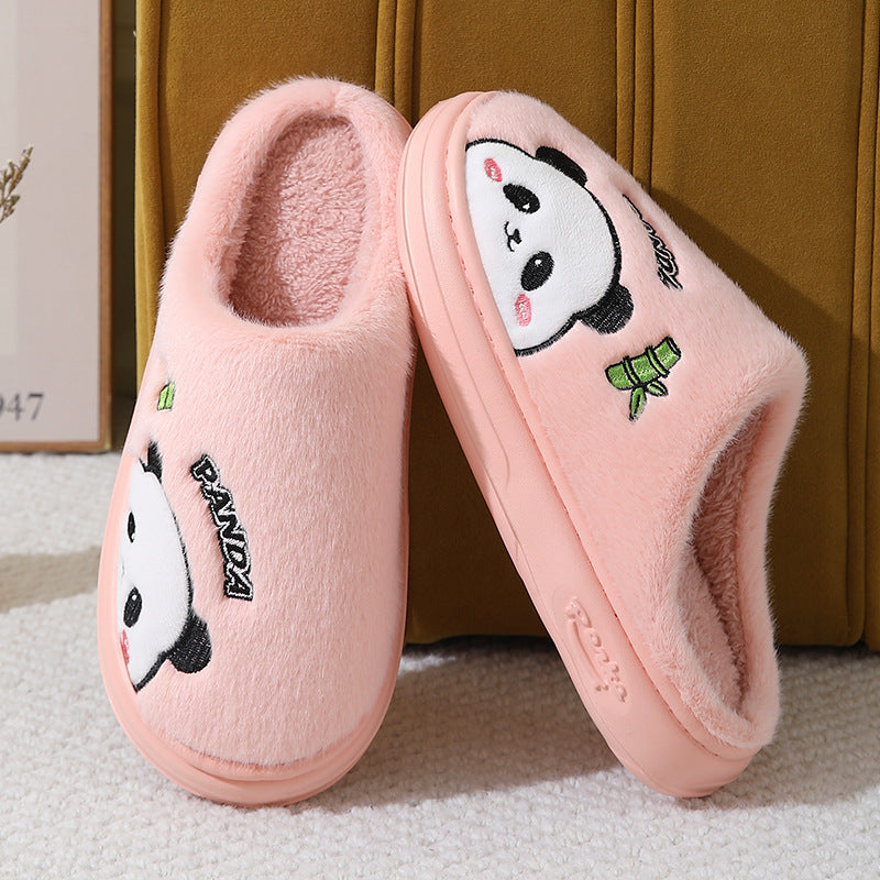 Panda Slippers for Women & Men - Cute Cartoon Plush Indoor House Shoes with Thick Anti-Slip EVA Sole