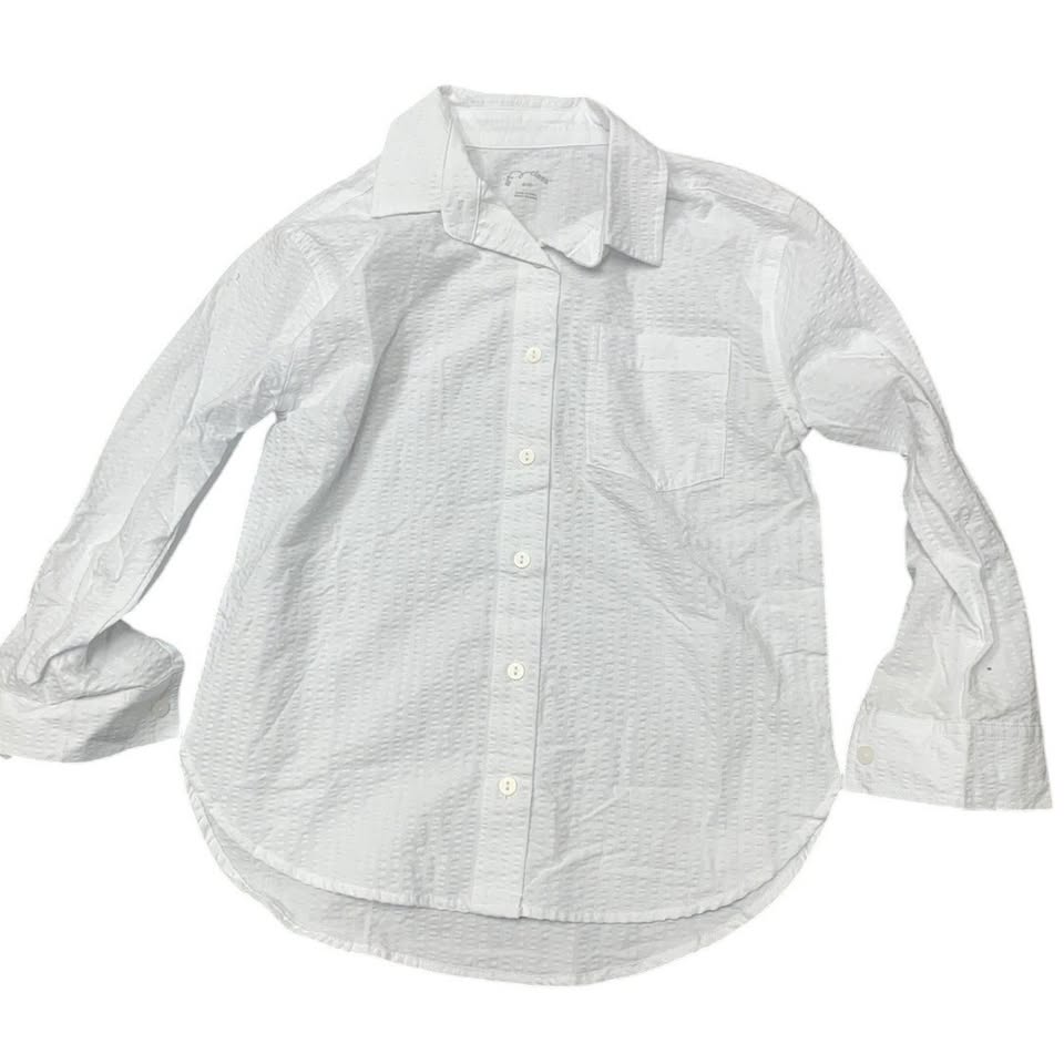 New Art Class Girls Small (6/7) White Long Sleeve 100% Cotton Button Up Shirt