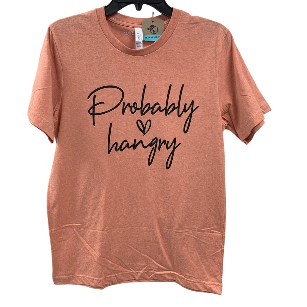 New Hand Printed Womens Large Probably Hangry Heart Short Sleeve Tee Shirt
