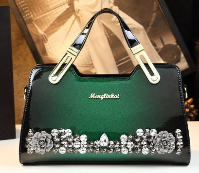 Studded Leather Tote Bag for Women – Diamond Encrusted Pillow Shape Shoulder Bag
