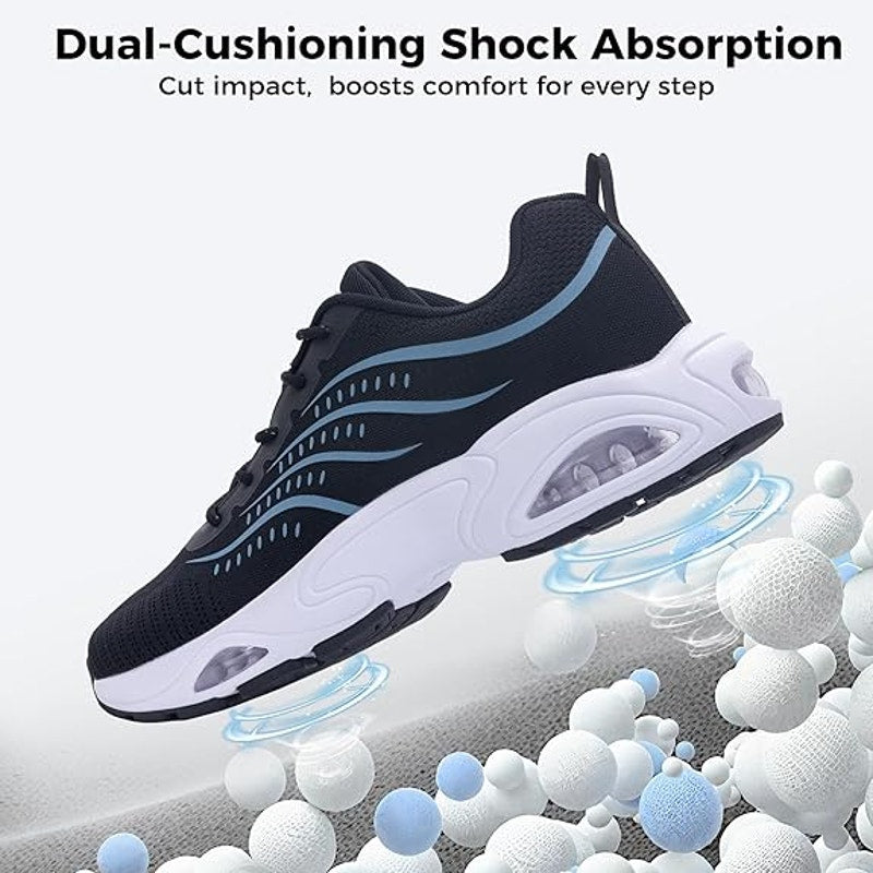 Maykx Mens Size 13 Black Blue Mesh Lace Up Breathable Comfort Athletic Shoes
