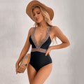 Spot Bikini Lace V-neck Bikini High Waist Siamese Conservative Open Back Swimsuit
