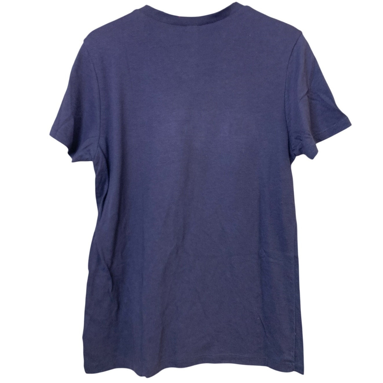 New Upcycled Hand Printed Womens Small Navy Gold Trust God Never Settle Tee