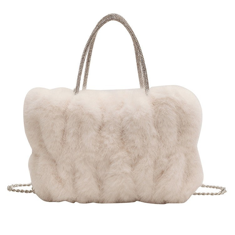 Women's Cloud-Shaped Plush Mini Handbag – Faux Fur Novelty Bag