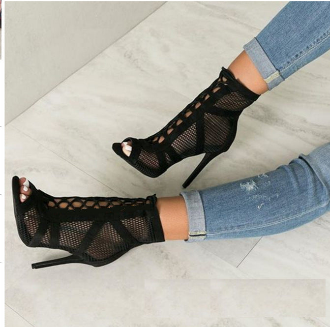 Women's Open-Toe Stiletto Heels | High-Quality Suede Platform Pumps