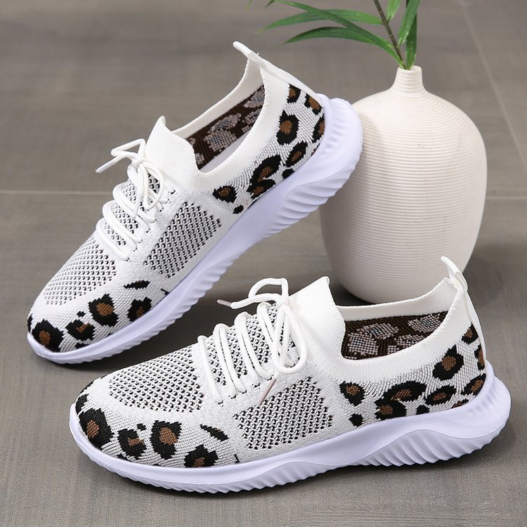 Leopard Print Lace-Up Sneakers