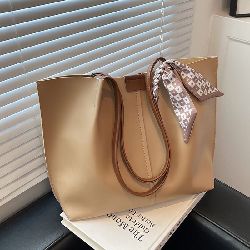 Women's Spacious Spring Shoulder Bag Set - PU Leather Handbag with Scarf